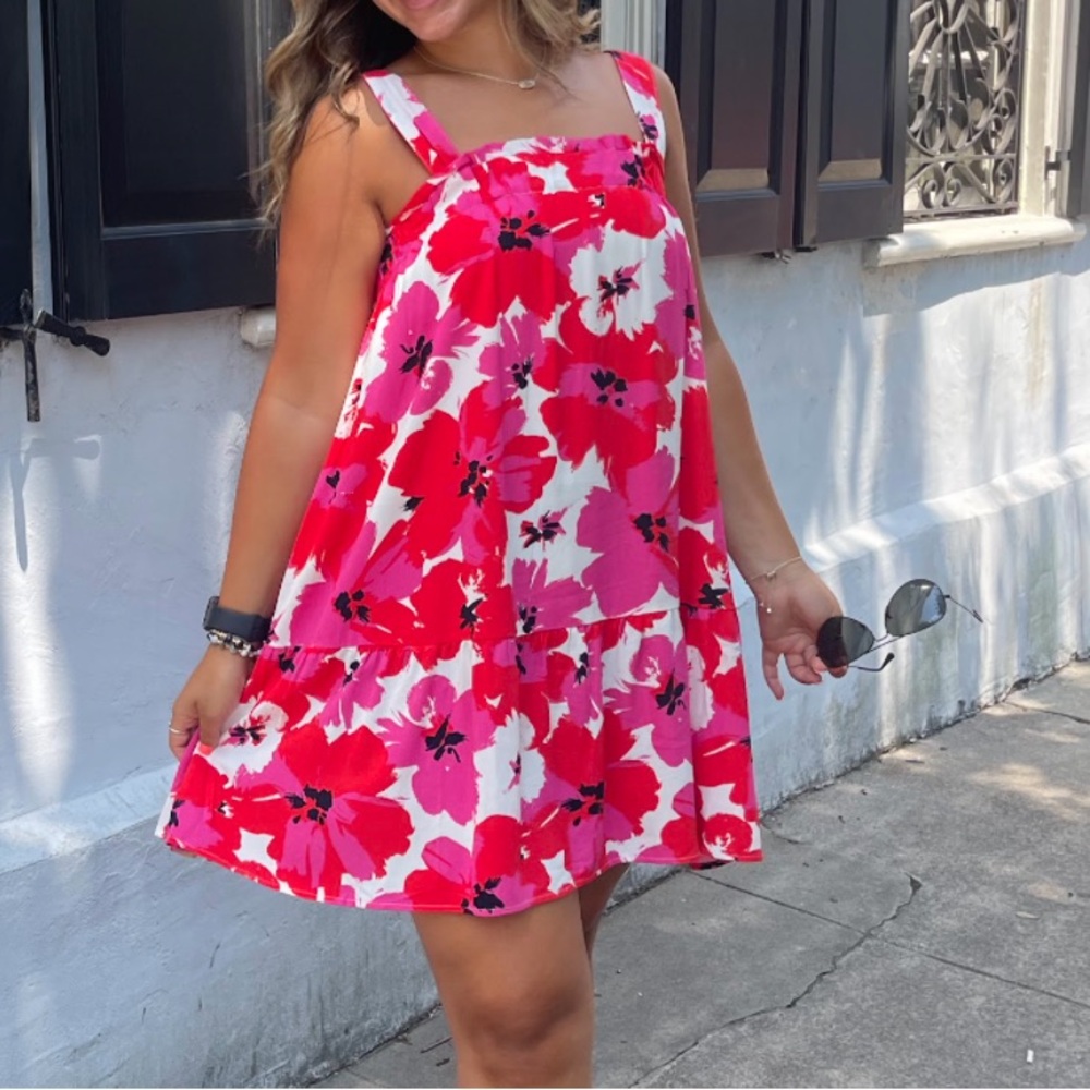 For Love And Lemons Pink and Red Floral Dress